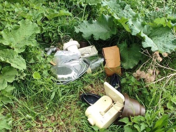 Des déchets déposés dans la végétation